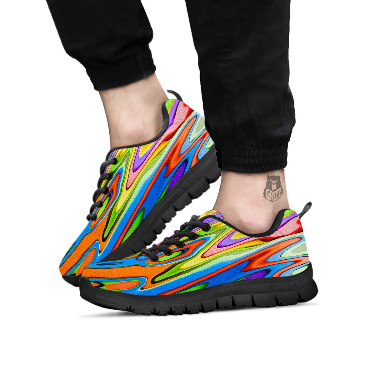 Psychedelic Colorful Print Black Sneaker-grizzshop