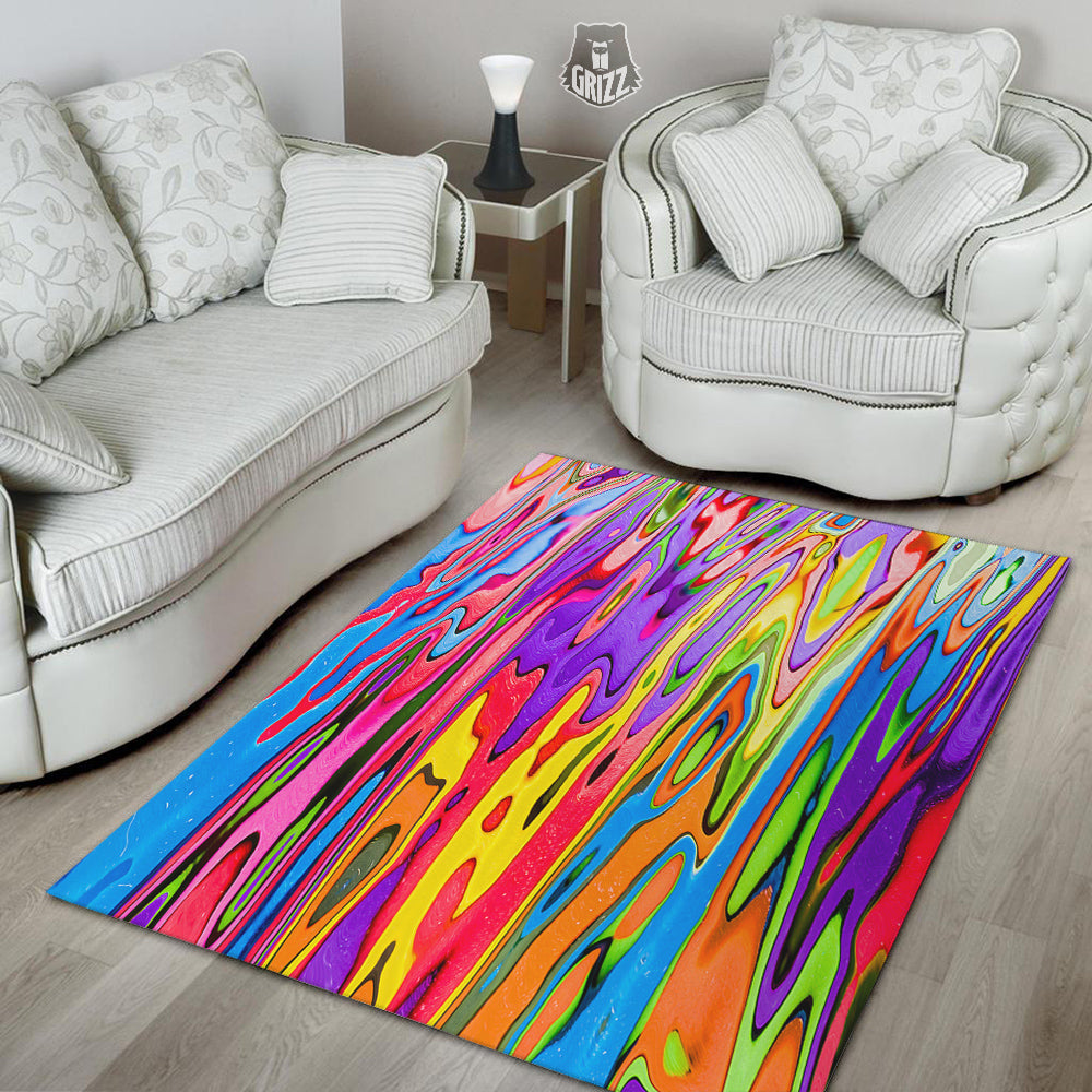 Psychedelic Colorful Print Floor Mat-grizzshop