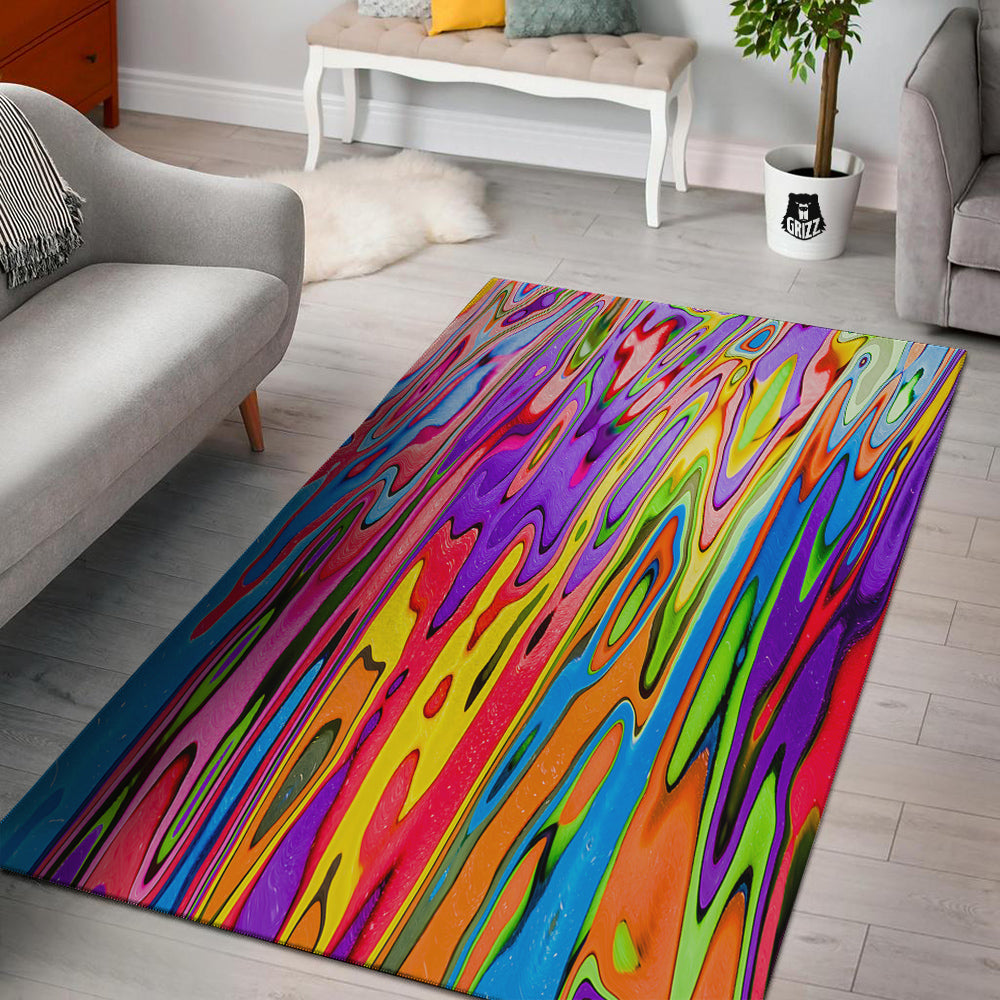 Psychedelic Colorful Print Floor Mat-grizzshop
