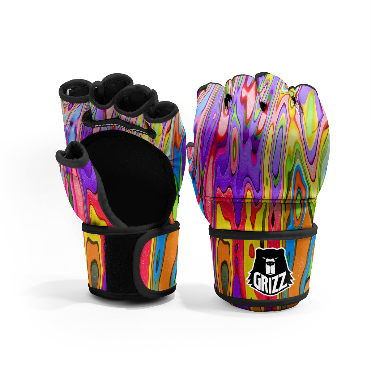 Psychedelic Colorful Print MMA Gloves-grizzshop