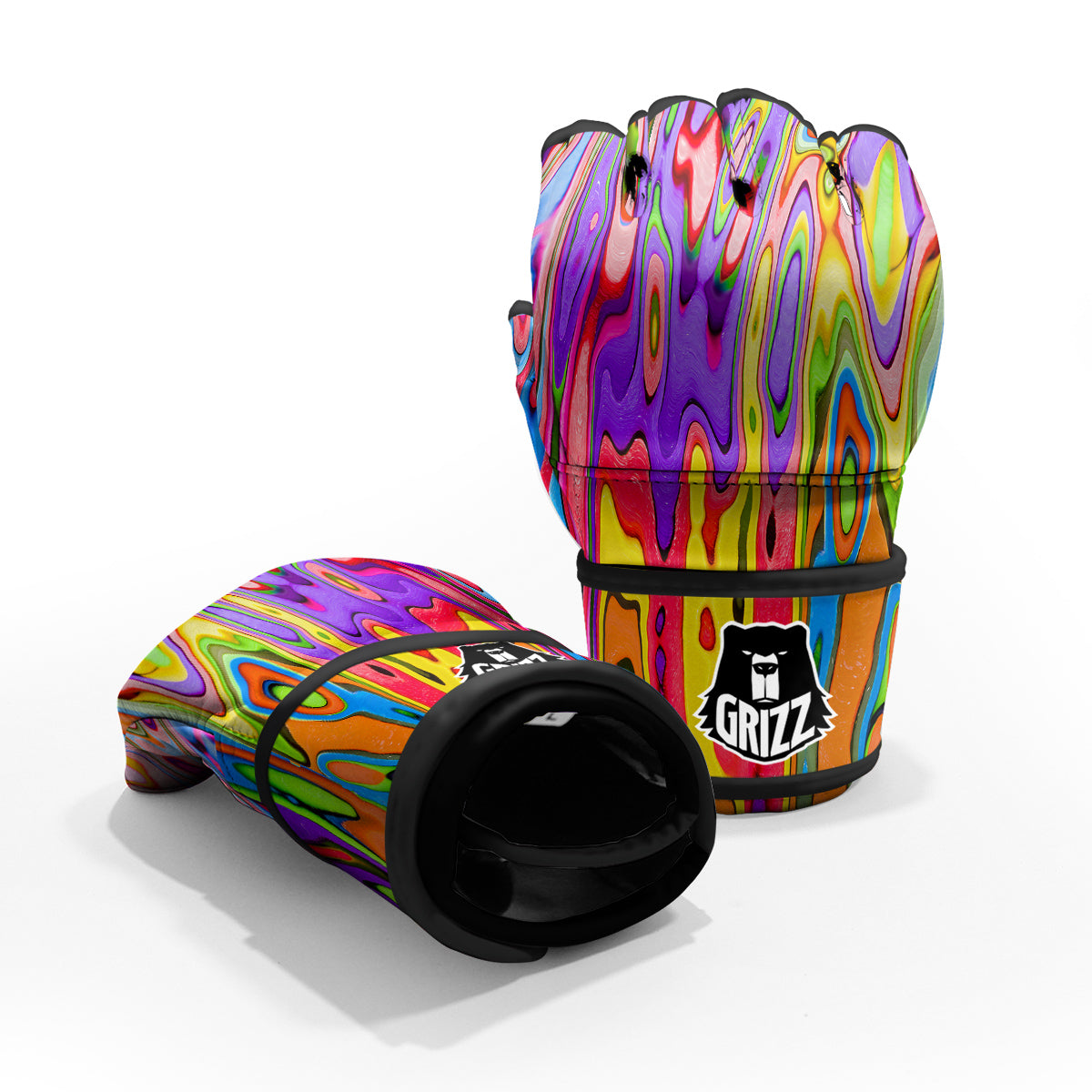 Psychedelic Colorful Print MMA Gloves-grizzshop