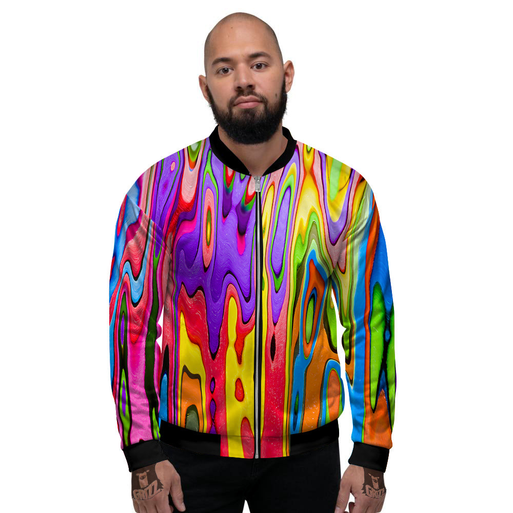 Psychedelic Colorful Print Men's Bomber Jacket-grizzshop