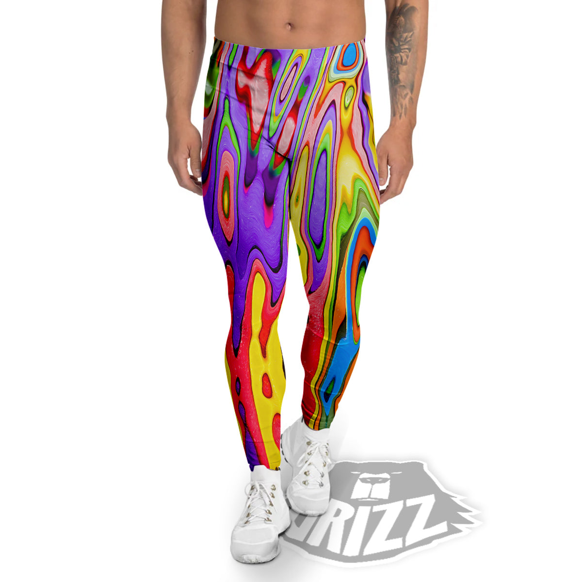 Psychedelic Colorful Print Men's Leggings-grizzshop
