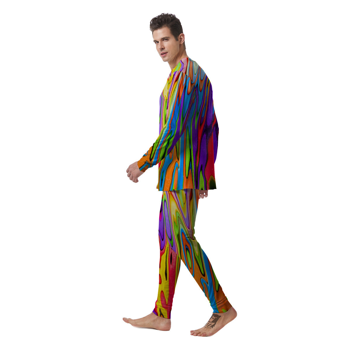Psychedelic Colorful Print Men's Pajamas-grizzshop