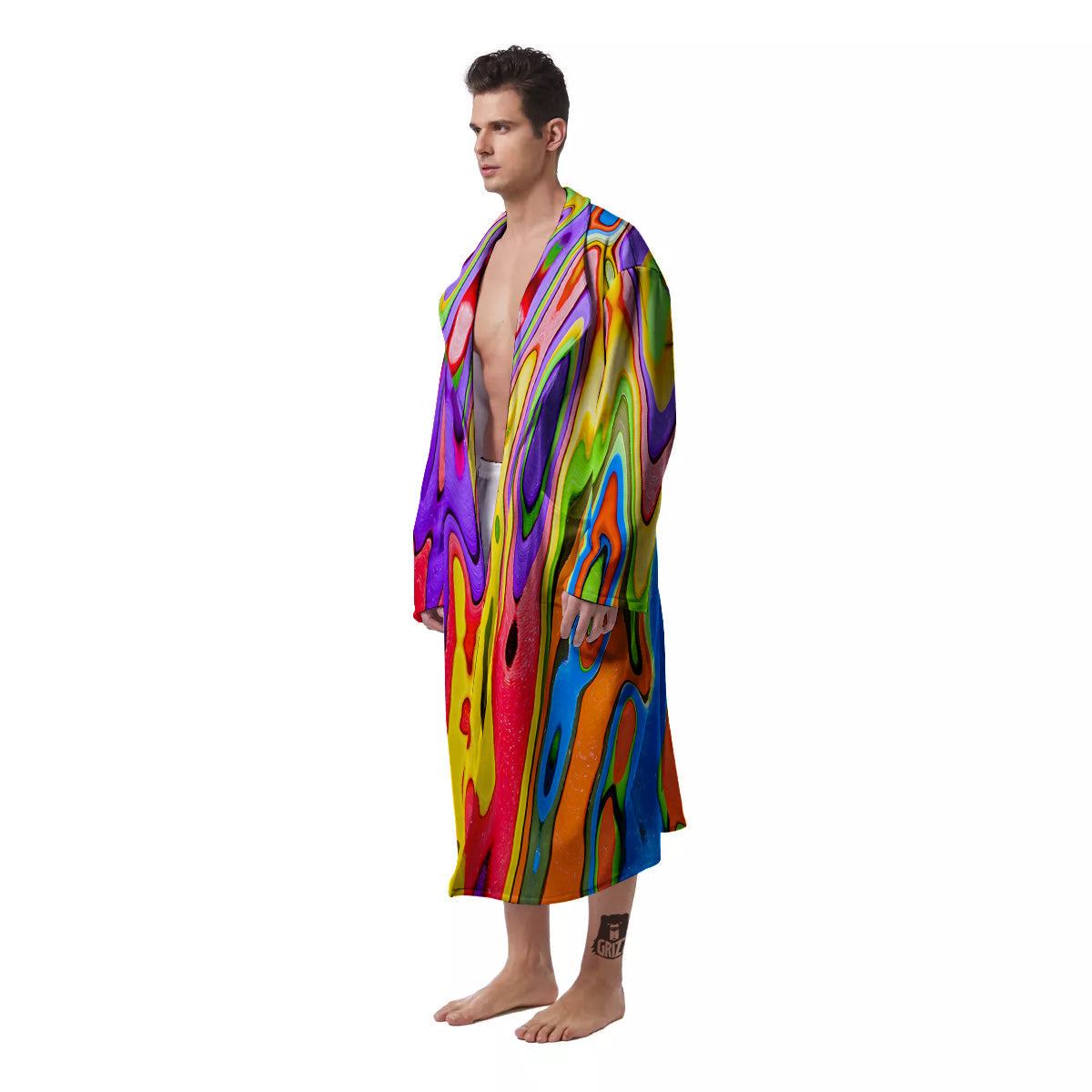 Psychedelic Colorful Print Men's Robe-grizzshop