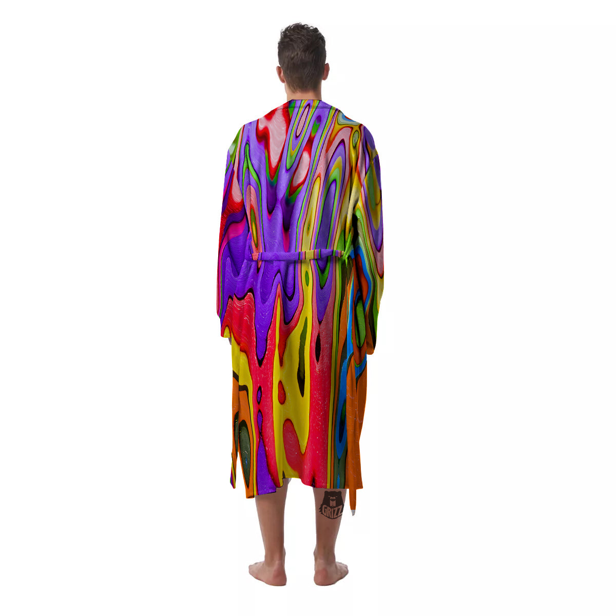 Psychedelic Colorful Print Men's Robe-grizzshop