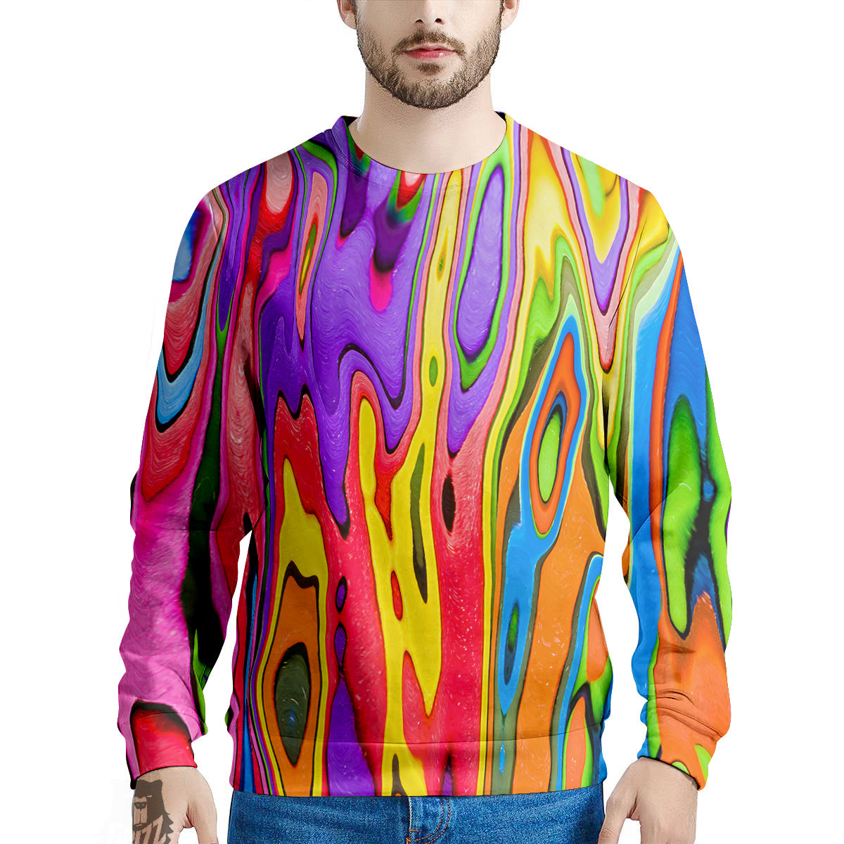 Psychedelic Colorful Print Men's Sweatshirt-grizzshop