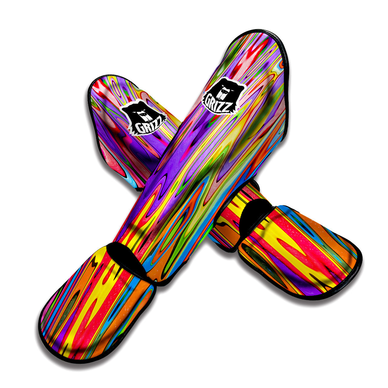 Psychedelic Colorful Print Muay Thai Shin Guards-grizzshop