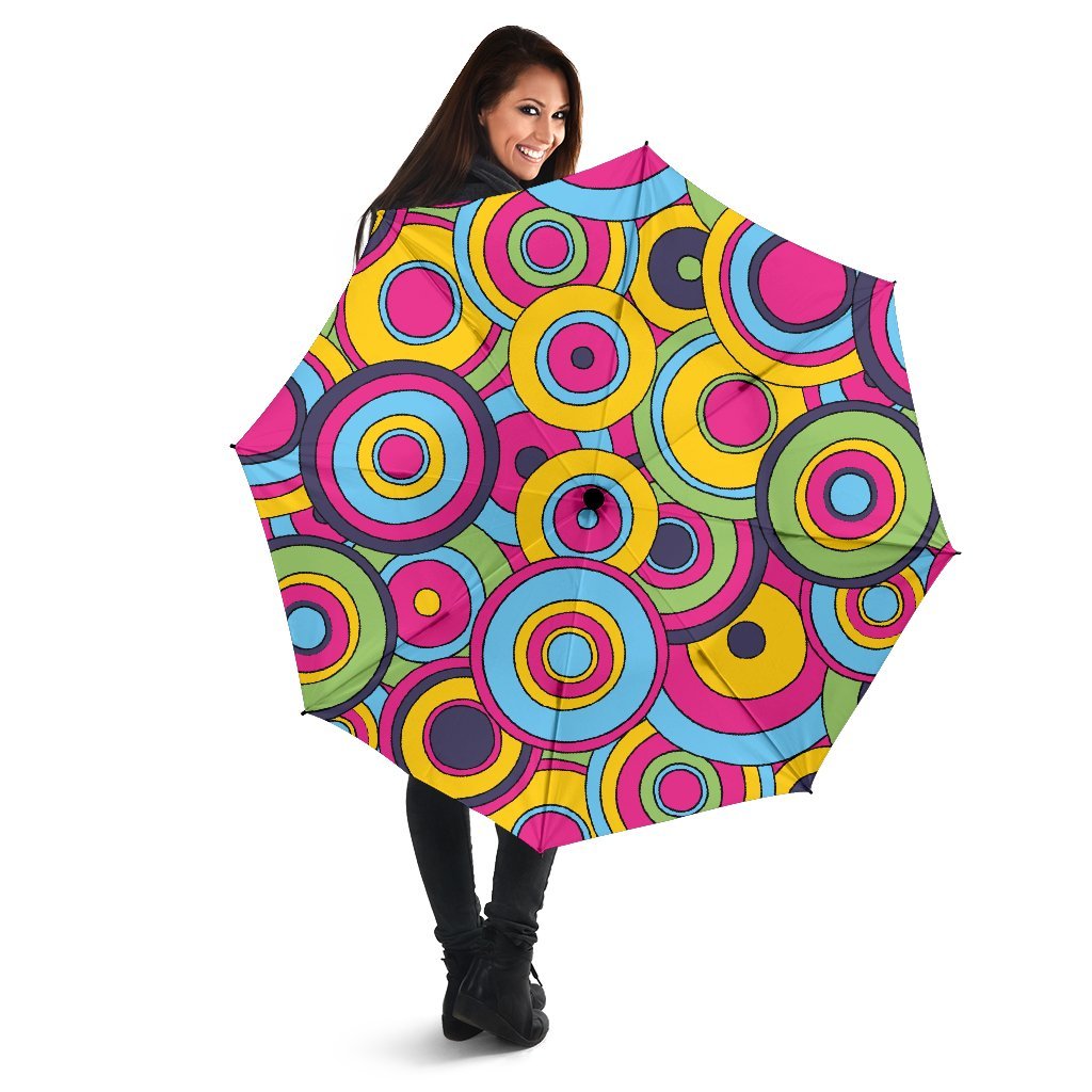 Psychedelic Colorful Print Pattern Automatic Foldable Umbrella-grizzshop