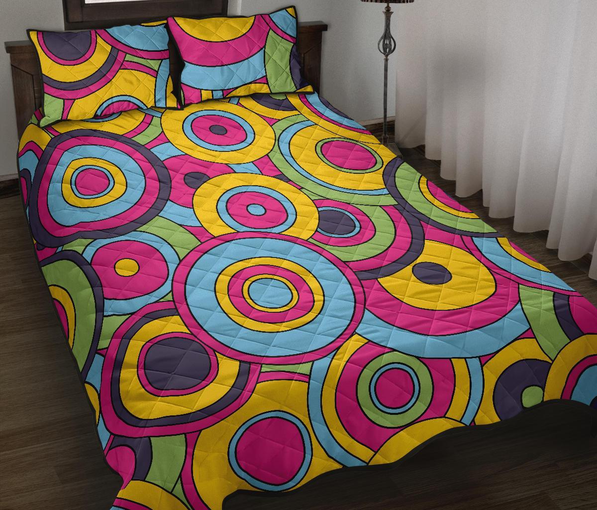 Psychedelic Colorful Print Pattern Bed Set Quilt-grizzshop