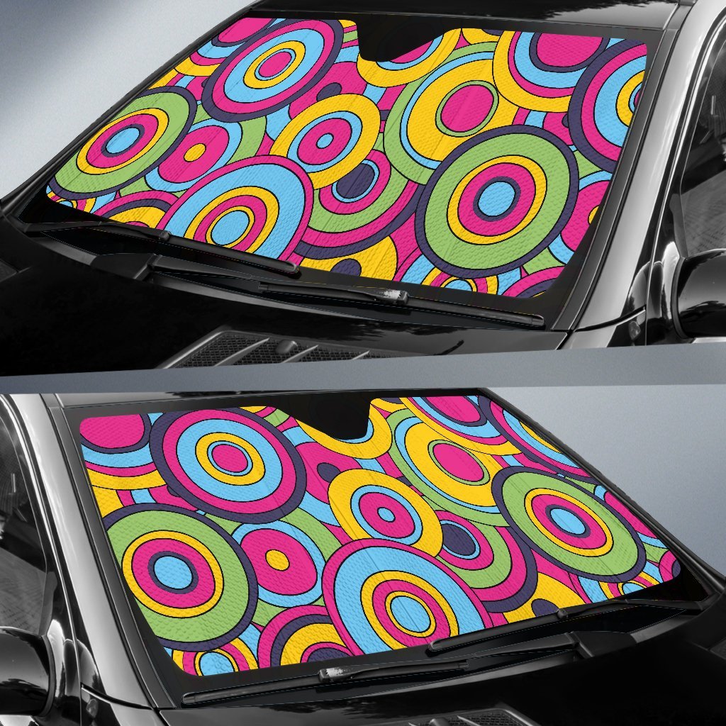 Psychedelic Colorful Print Pattern Car Sun Shade-grizzshop