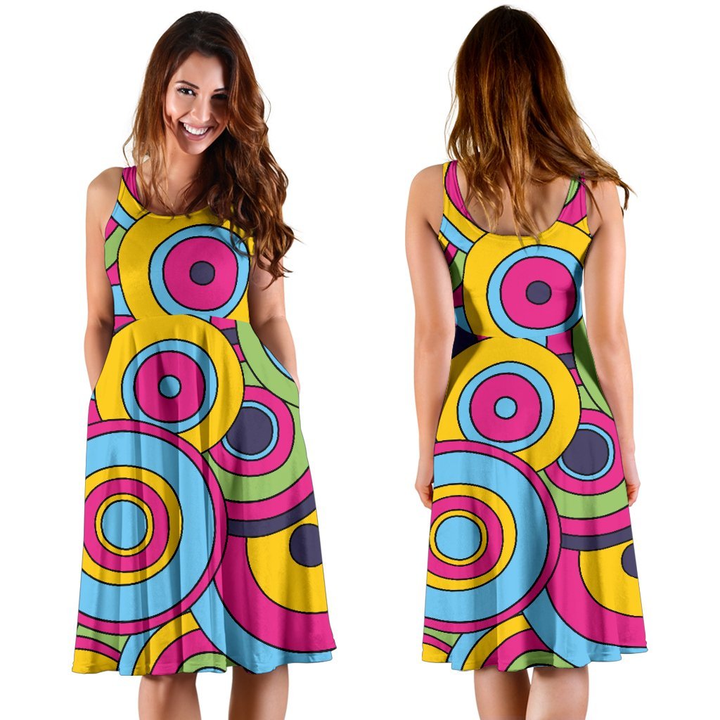 Psychedelic Colorful Print Pattern Dress-grizzshop