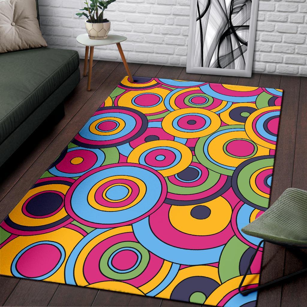 Psychedelic Colorful Print Pattern Floor Mat-grizzshop