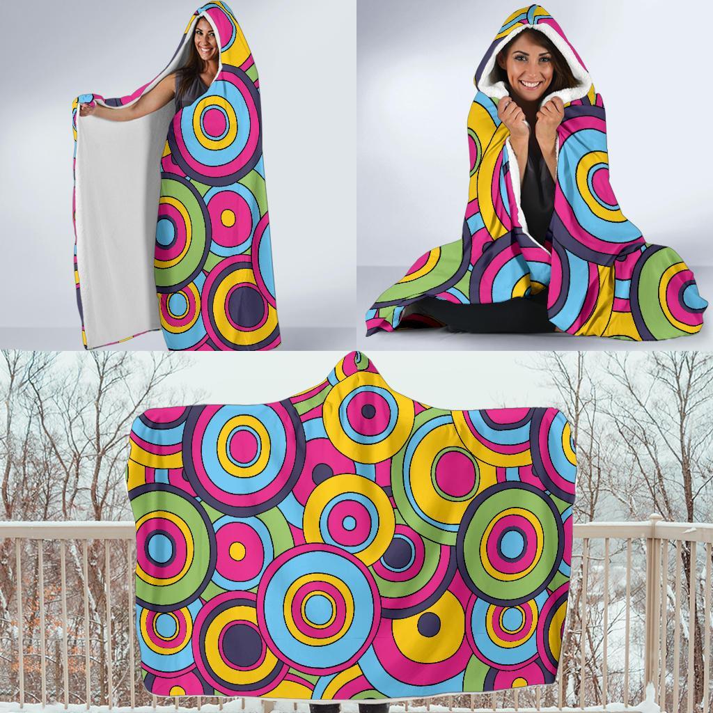 Psychedelic Colorful Print Pattern Hooded Blanket-grizzshop