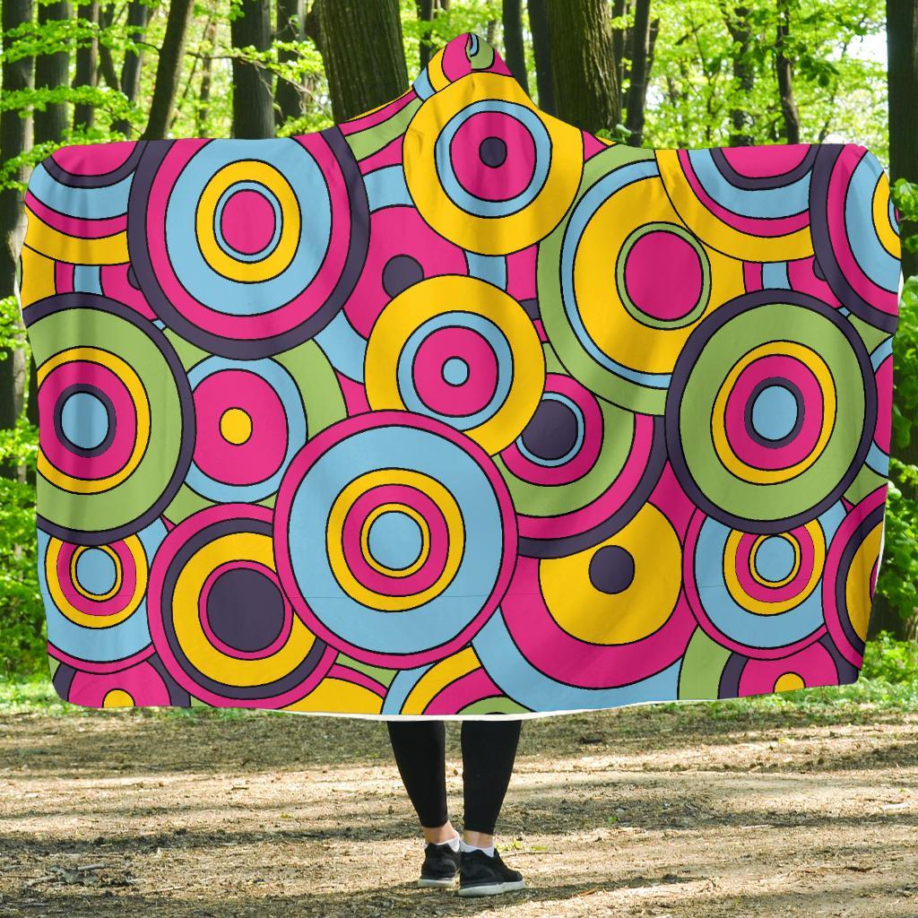 Psychedelic Colorful Print Pattern Hooded Blanket-grizzshop