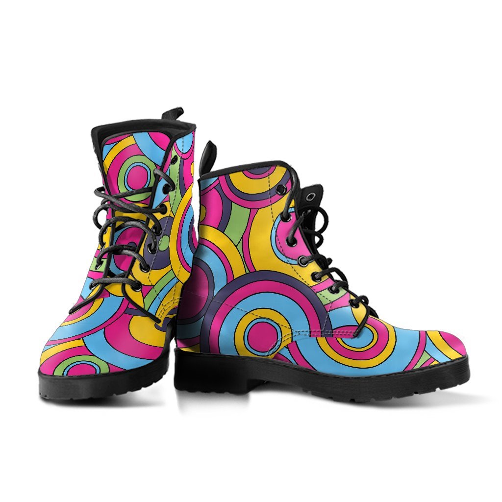 Psychedelic Colorful Print Pattern Men Women Leather Boots-grizzshop