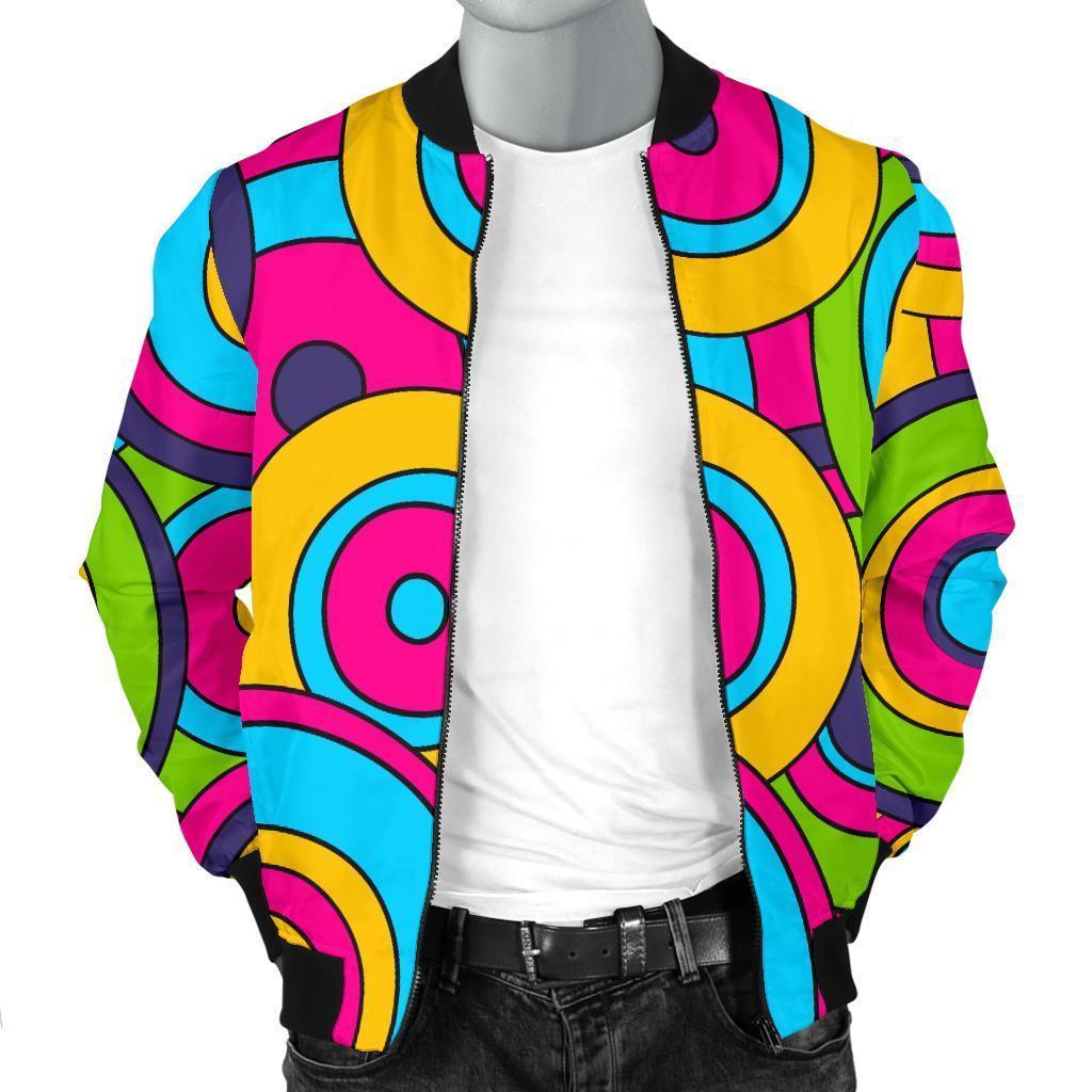 Psychedelic Colorful Print Pattern Men's Bomber Jacket-grizzshop