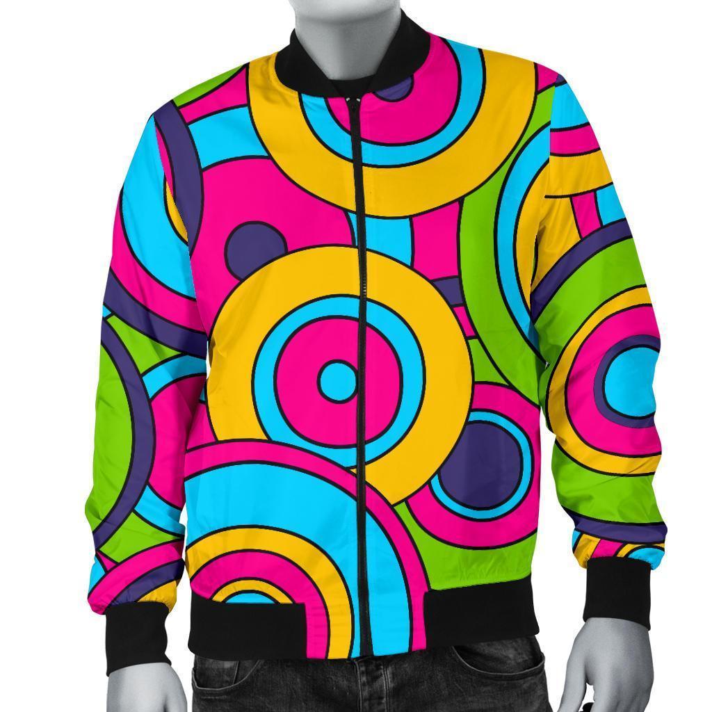 Psychedelic Colorful Print Pattern Men's Bomber Jacket-grizzshop