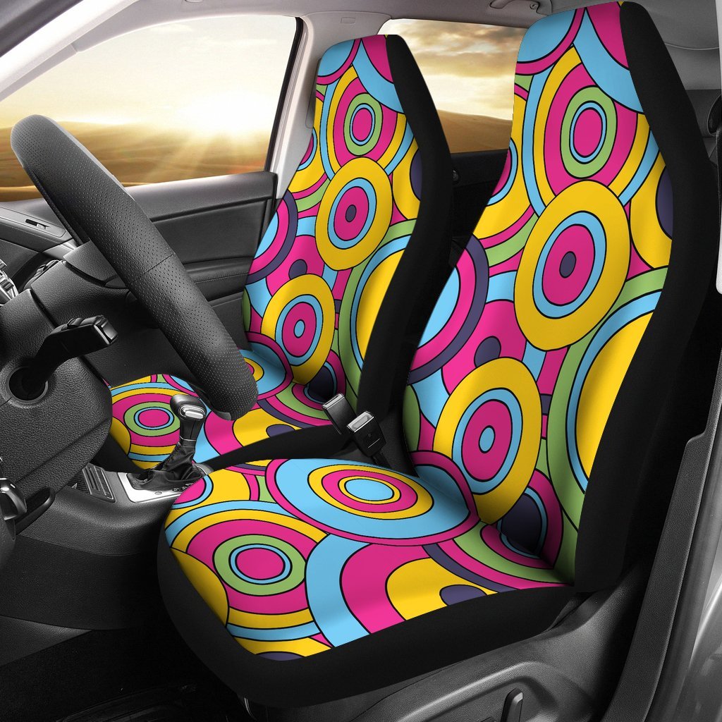 Psychedelic Colorful Print Pattern Universal Fit Car Seat Covers-grizzshop
