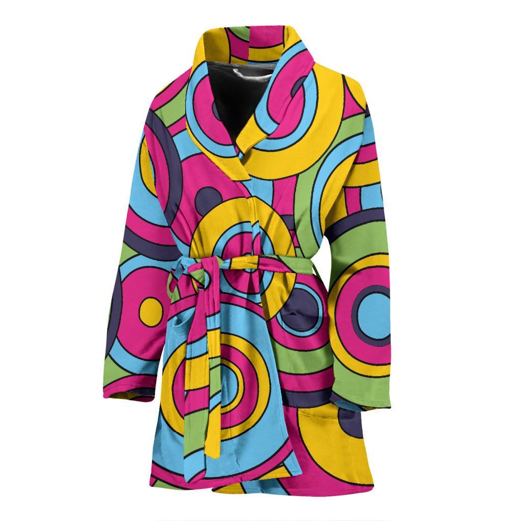 Psychedelic Colorful Print Pattern Women Long Robe-grizzshop