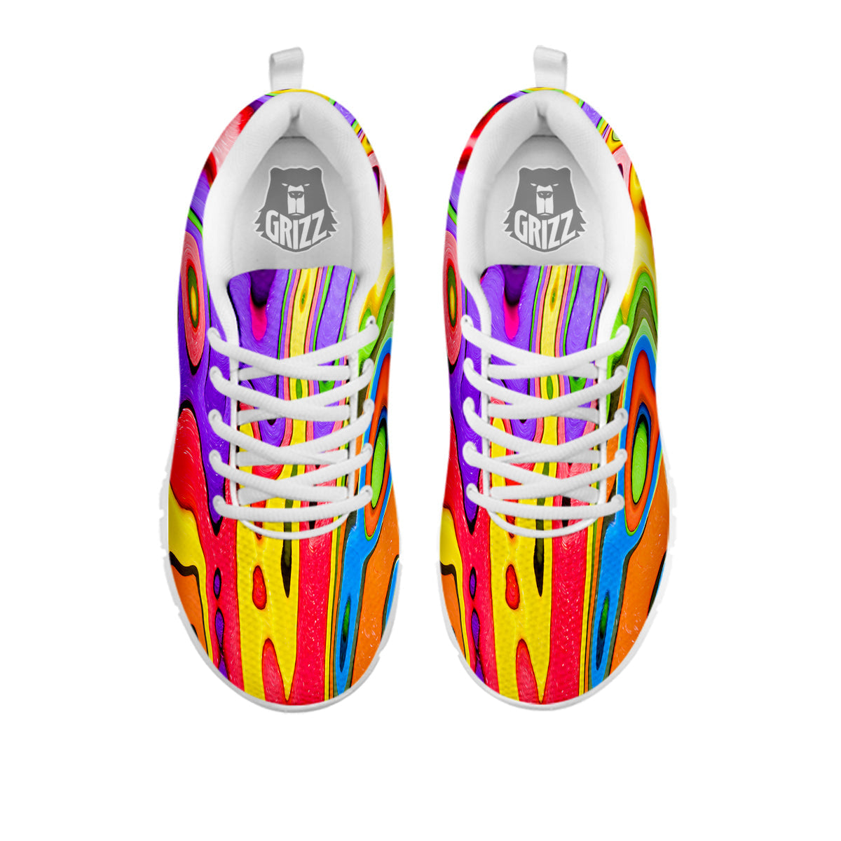 Psychedelic Colorful Print White Sneaker-grizzshop
