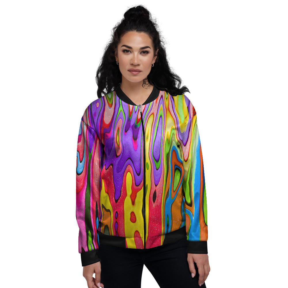 Psychedelic Colorful Print Women's Bomber Jacket-grizzshop