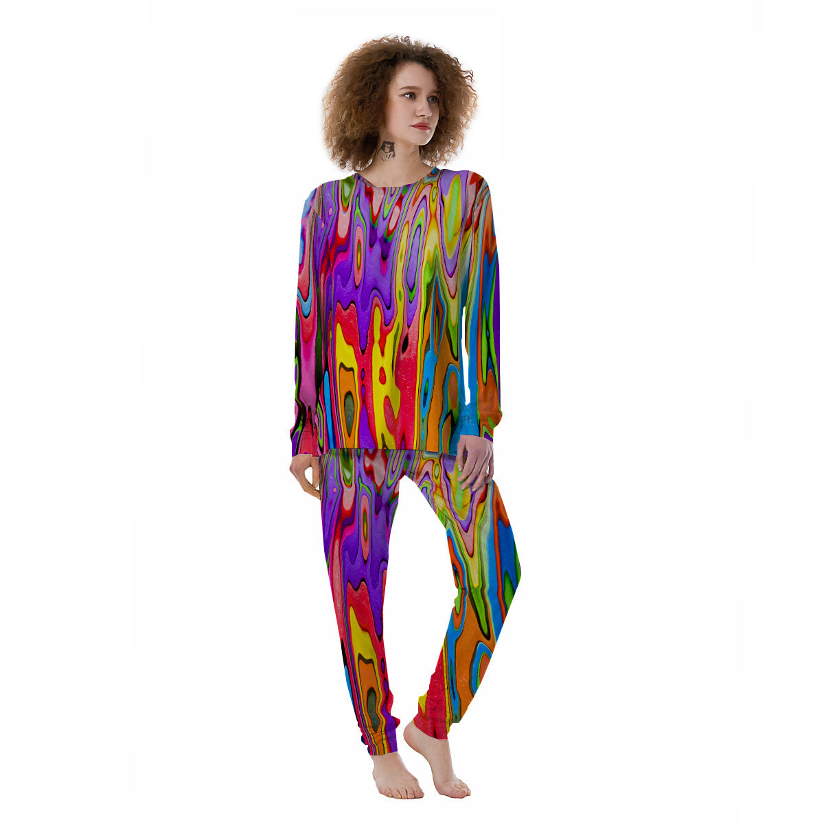 Psychedelic Colorful Print Women's Pajamas-grizzshop