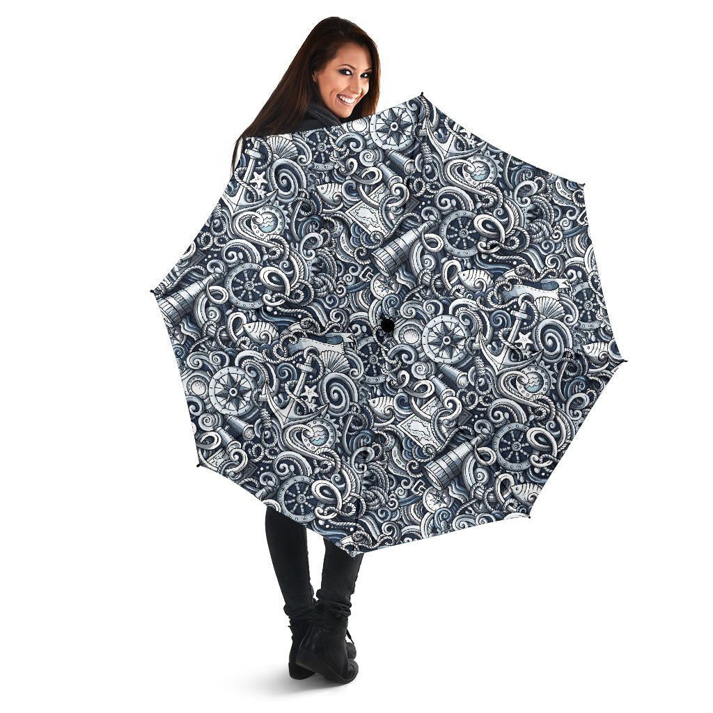 Psychedelic Compass Pattern Print Automatic Foldable Umbrella-grizzshop