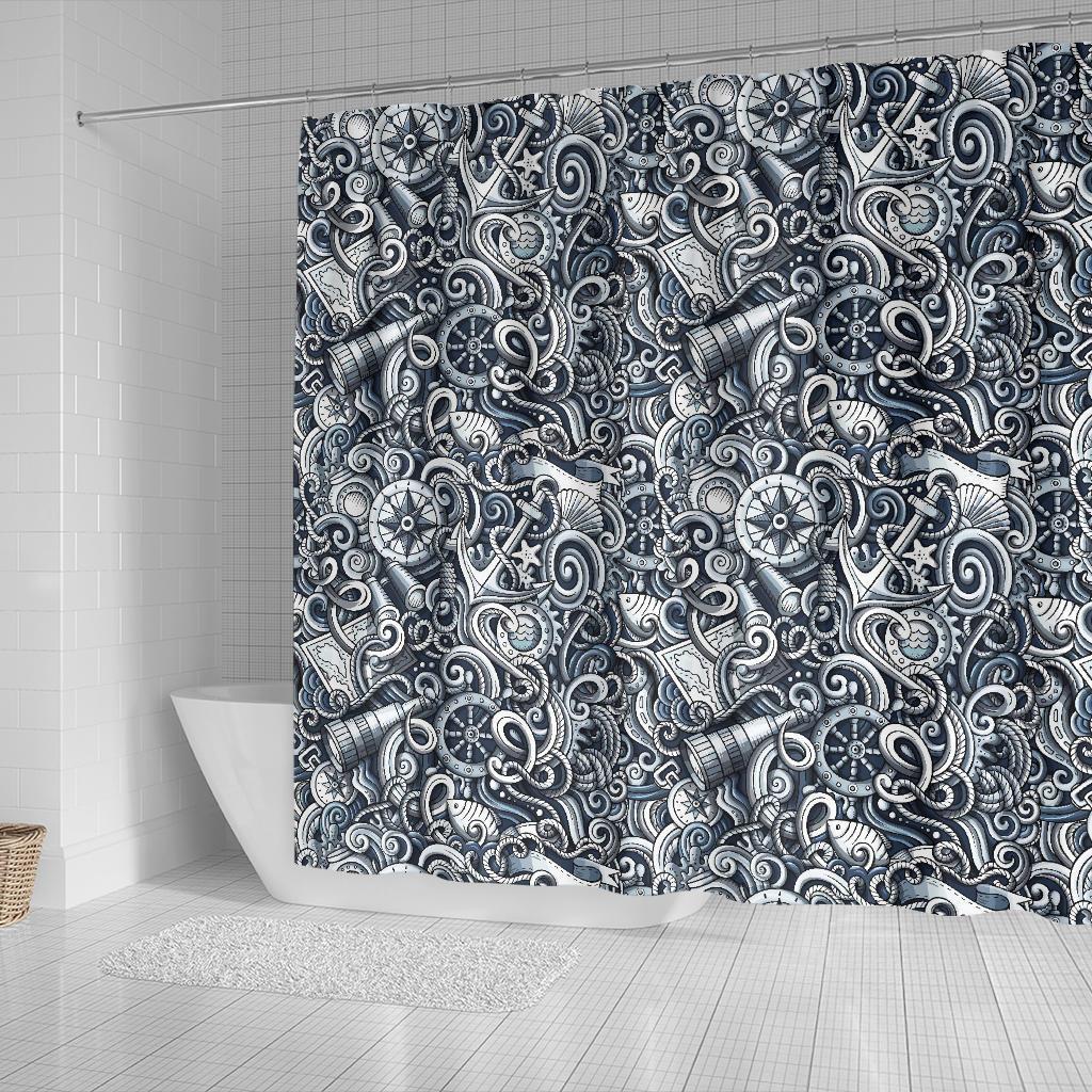 Psychedelic Compass Pattern Print Bathroom Shower Curtain-grizzshop