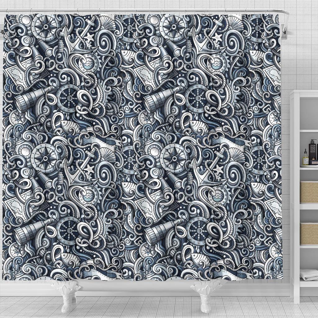 Psychedelic Compass Pattern Print Bathroom Shower Curtain-grizzshop