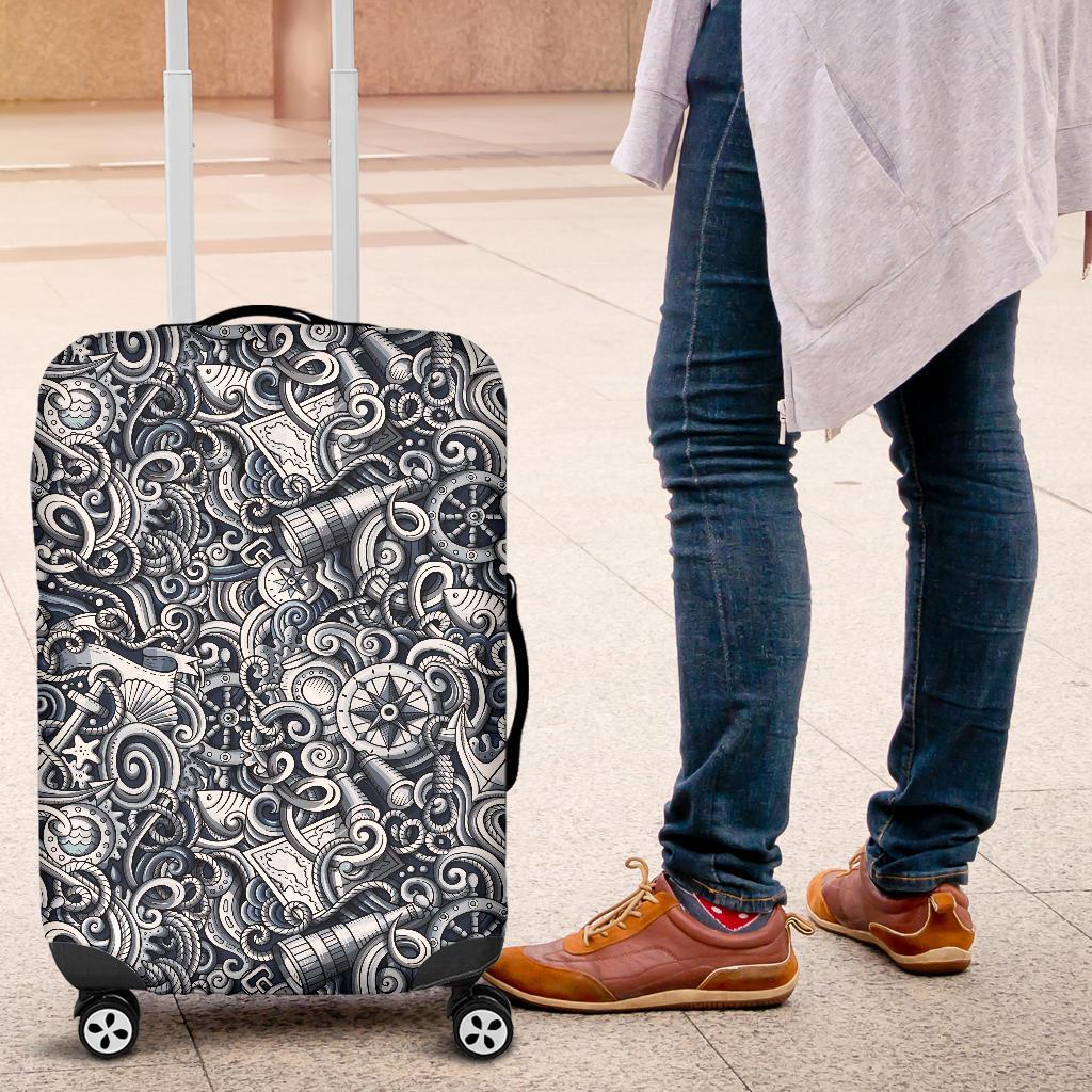 Psychedelic Compass Pattern Print Luggage Cover Protector-grizzshop