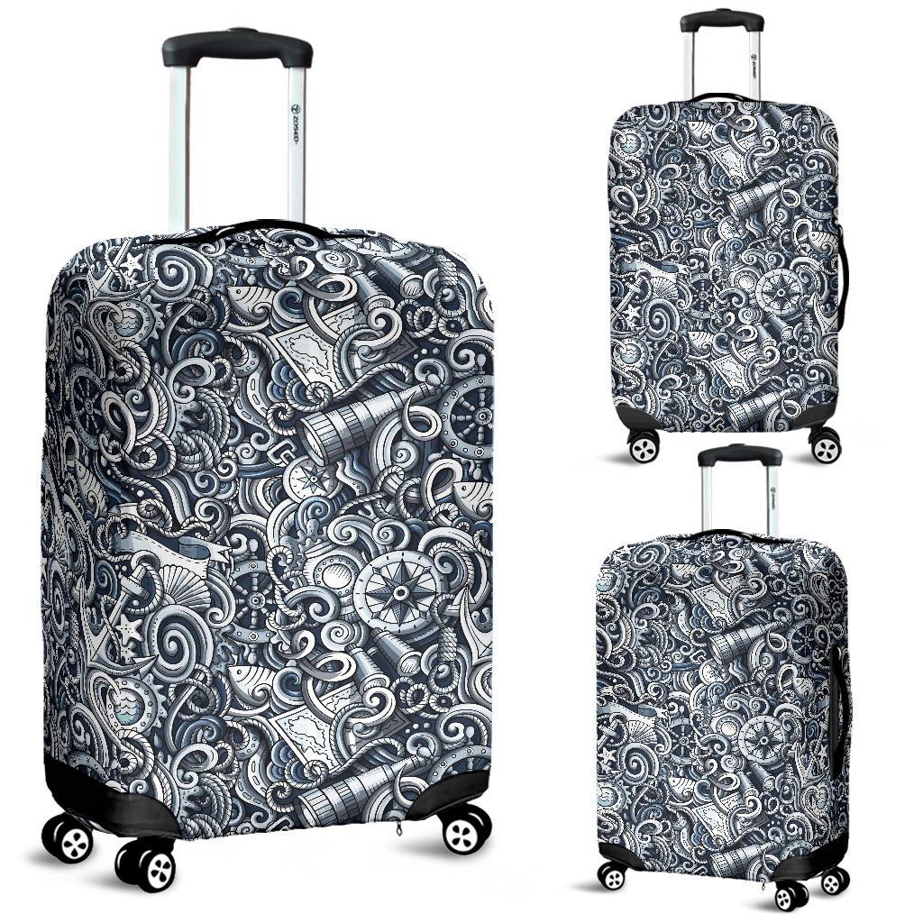 Psychedelic Compass Pattern Print Luggage Cover Protector-grizzshop