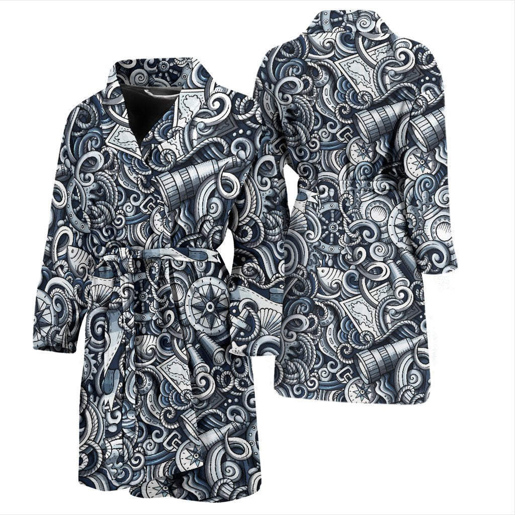 Psychedelic Compass Pattern Print Men Long Robe-grizzshop