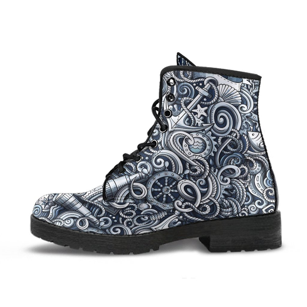 Psychedelic Compass Pattern Print Men Women Leather Boots-grizzshop