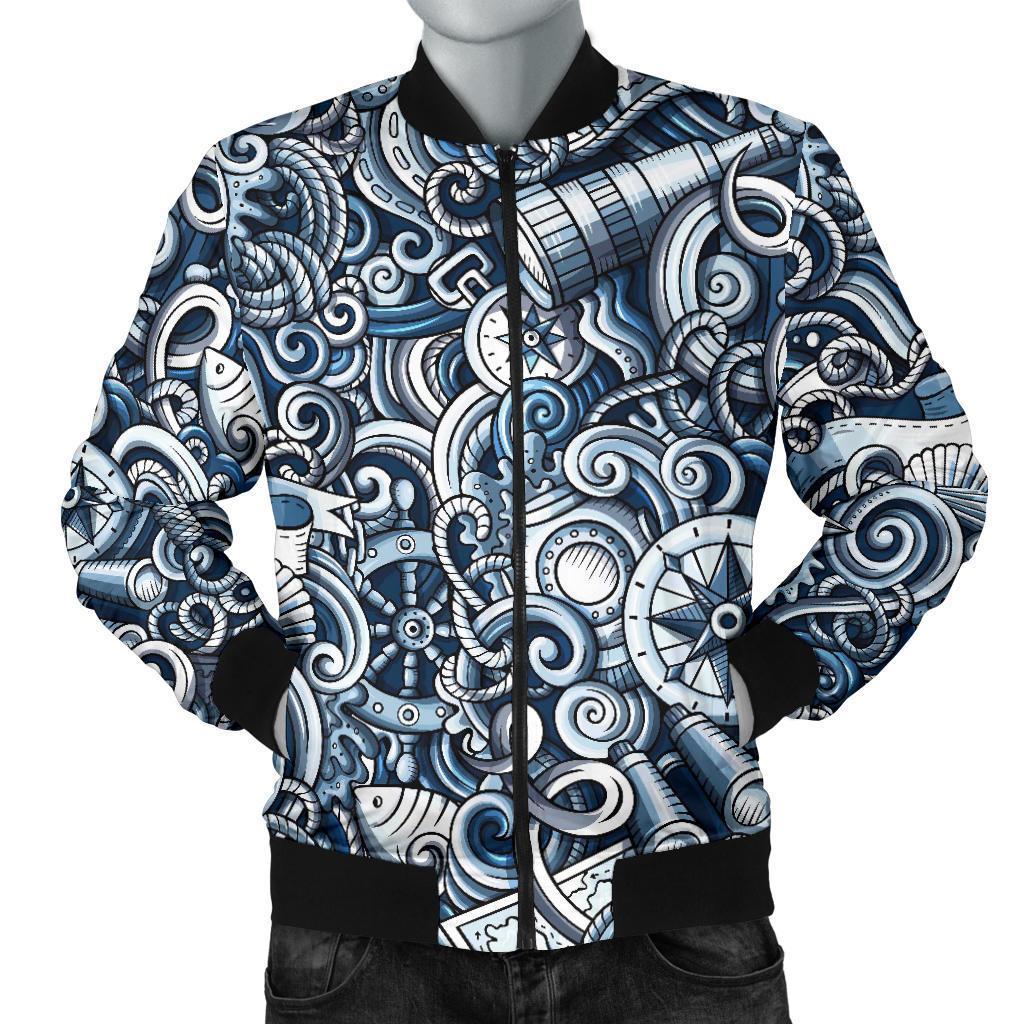 Psychedelic Compass Pattern Print Men's Bomber Jacket-grizzshop