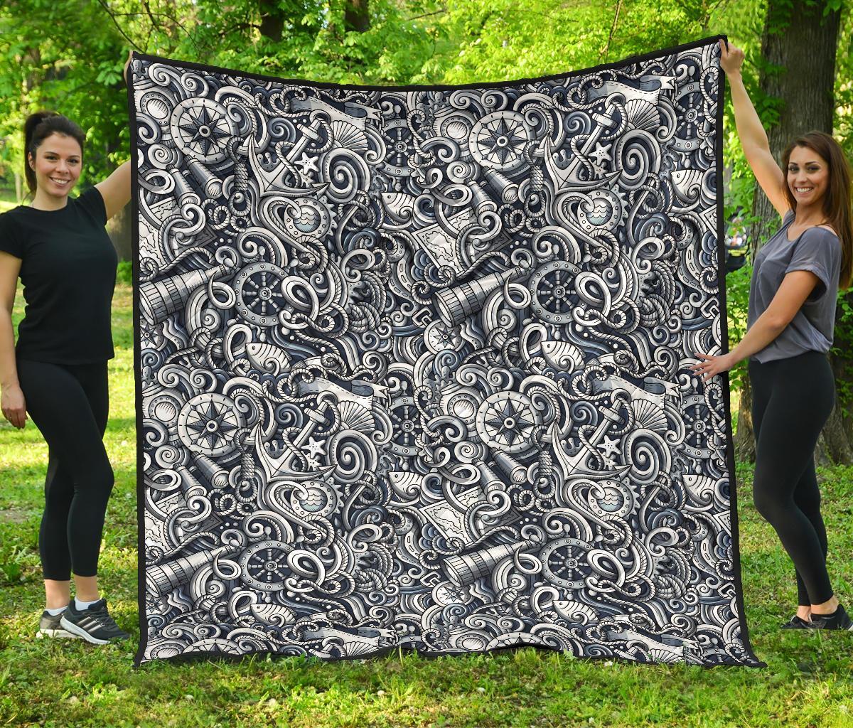 Psychedelic Compass Pattern Print Quilt-grizzshop