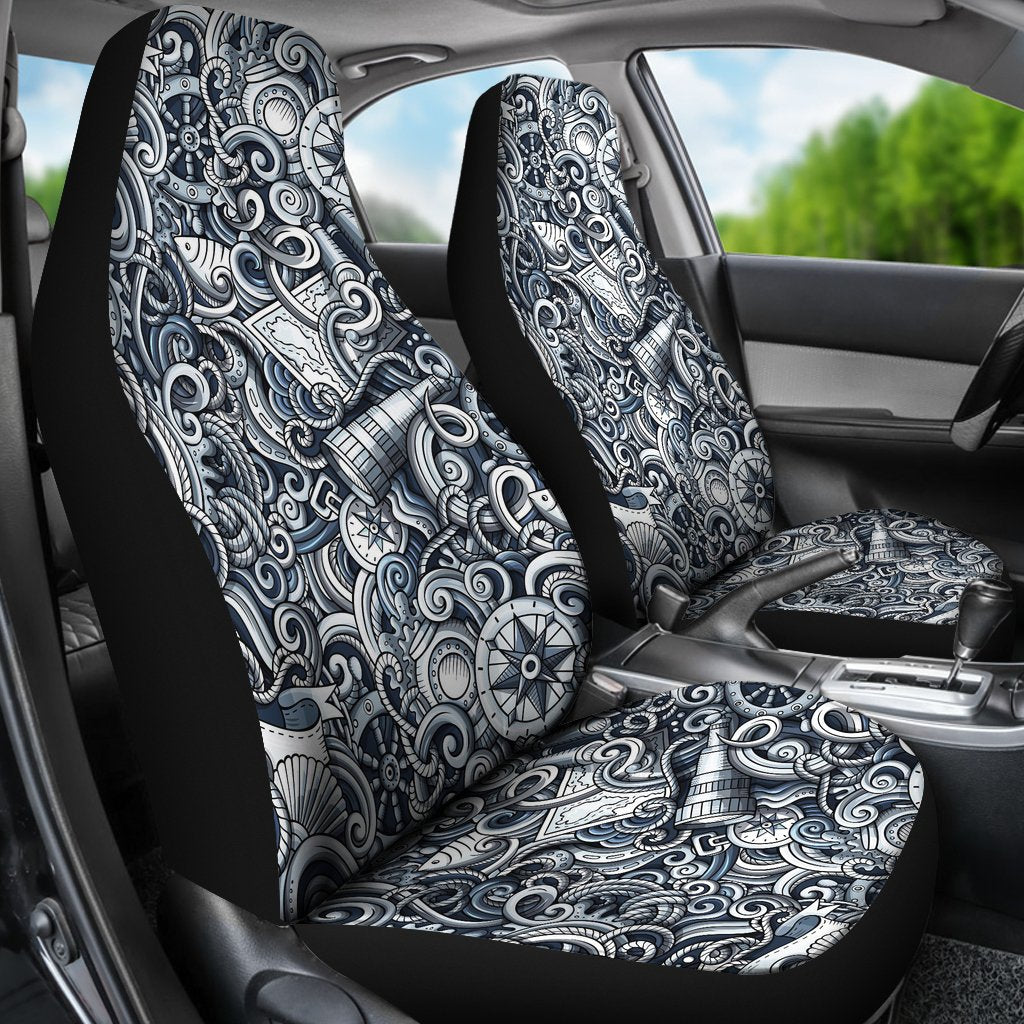 Psychedelic Compass Pattern Print Universal Fit Car Seat Covers-grizzshop