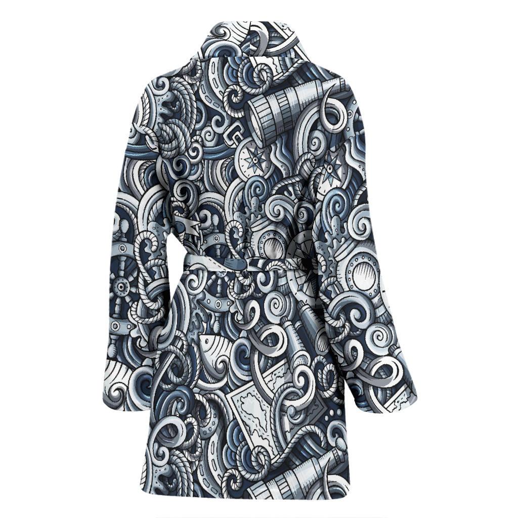 Psychedelic Compass Pattern Print Women Long Robe-grizzshop