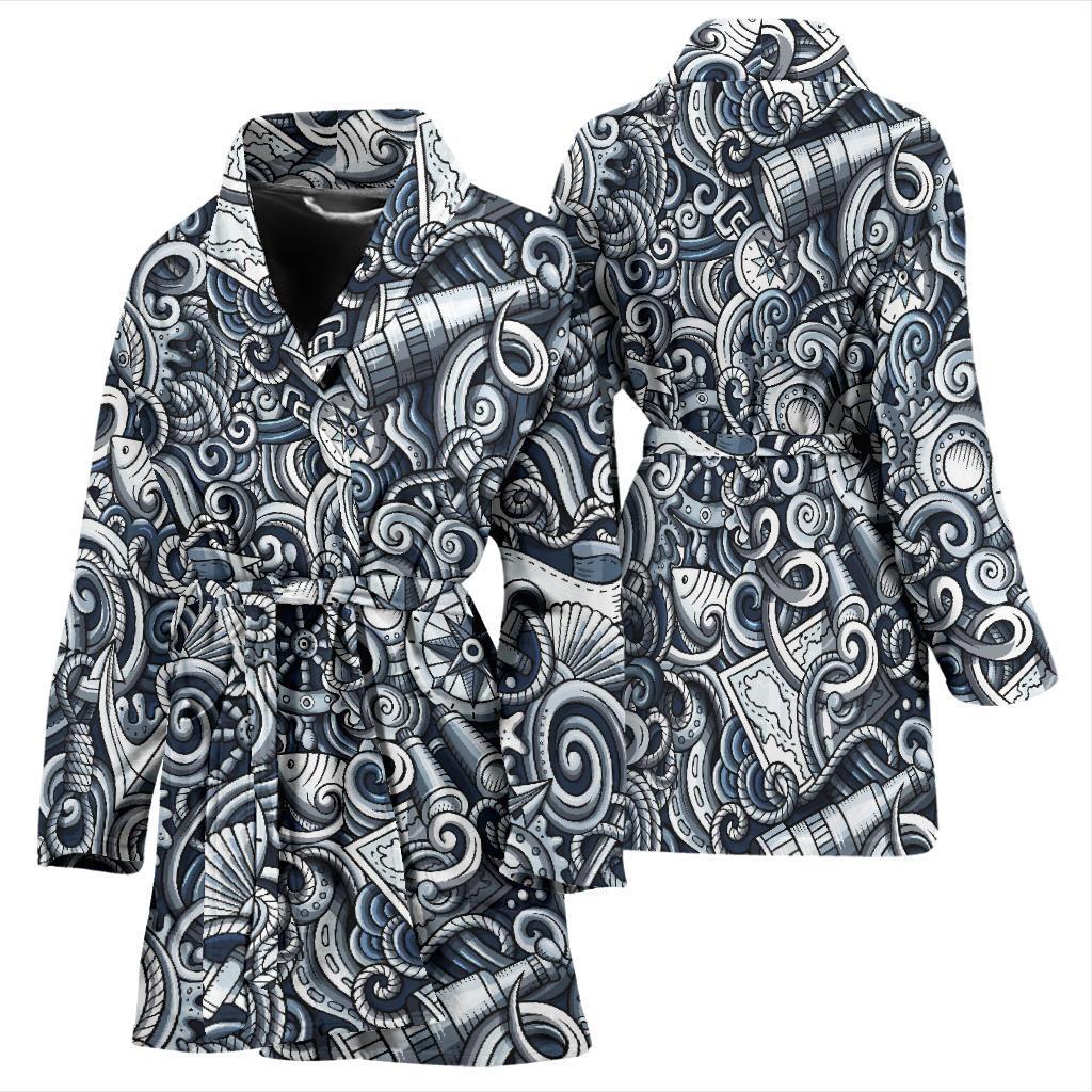 Psychedelic Compass Pattern Print Women Long Robe-grizzshop