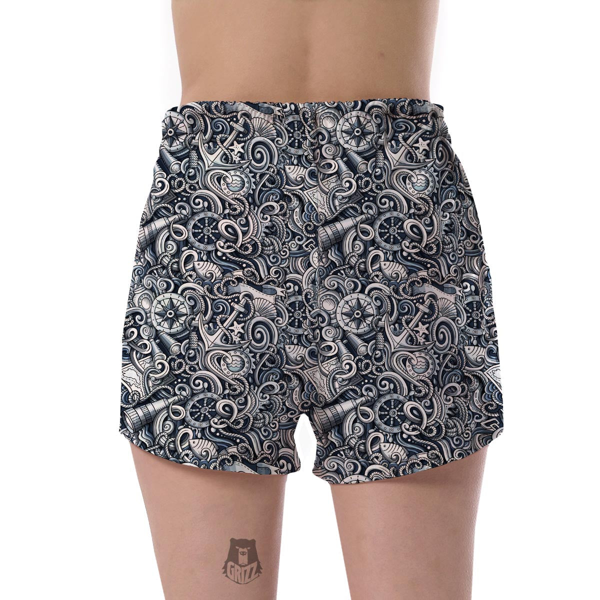 Psychedelic Compass Pattern Print Women's Shorts-grizzshop