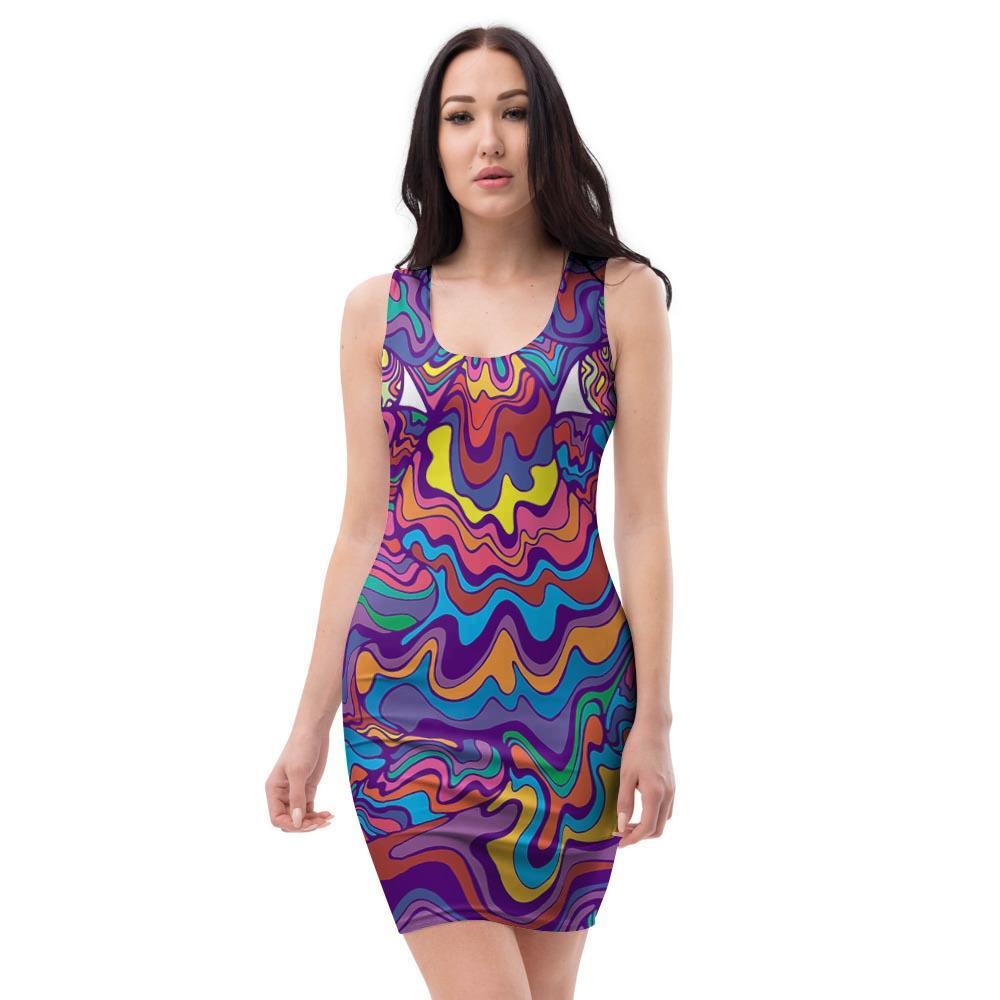 Psychedelic Face Bodycon Dress-grizzshop