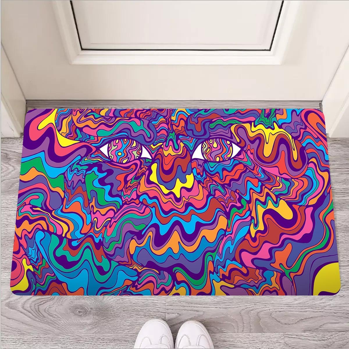 Psychedelic Face Door Mat-grizzshop