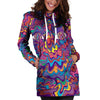 Psychedelic Face Hoodie Dress-grizzshop