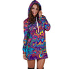 Psychedelic Face Hoodie Dress-grizzshop