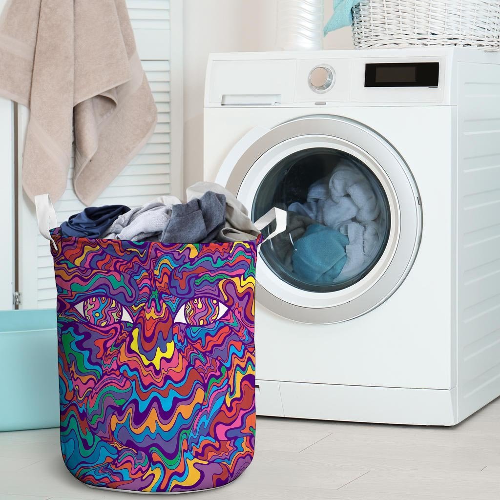 Psychedelic Face Laundry Basket-grizzshop