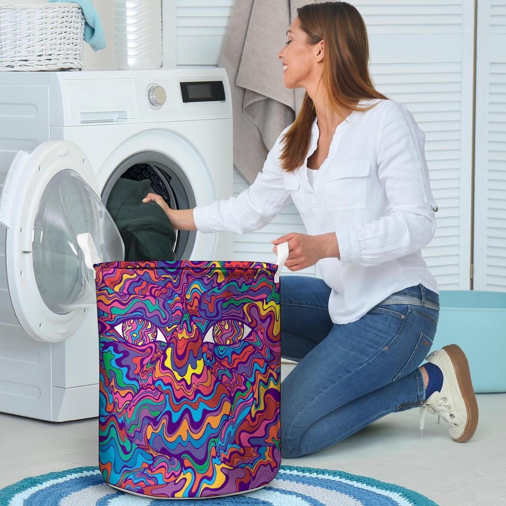 Psychedelic Face Laundry Basket-grizzshop