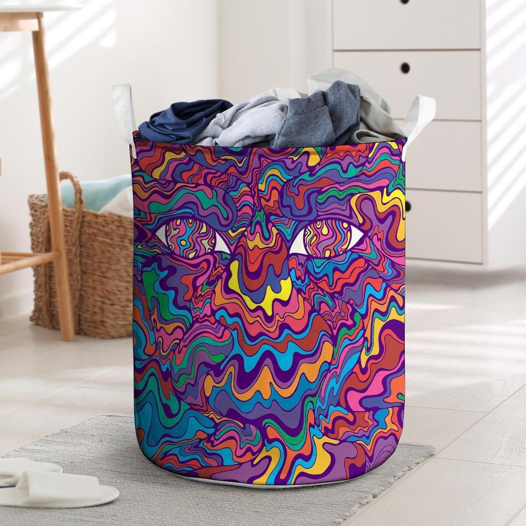 Psychedelic Face Laundry Basket-grizzshop