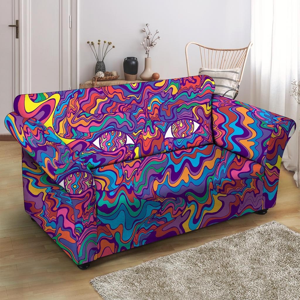 Psychedelic Face Loveseat Cover-grizzshop