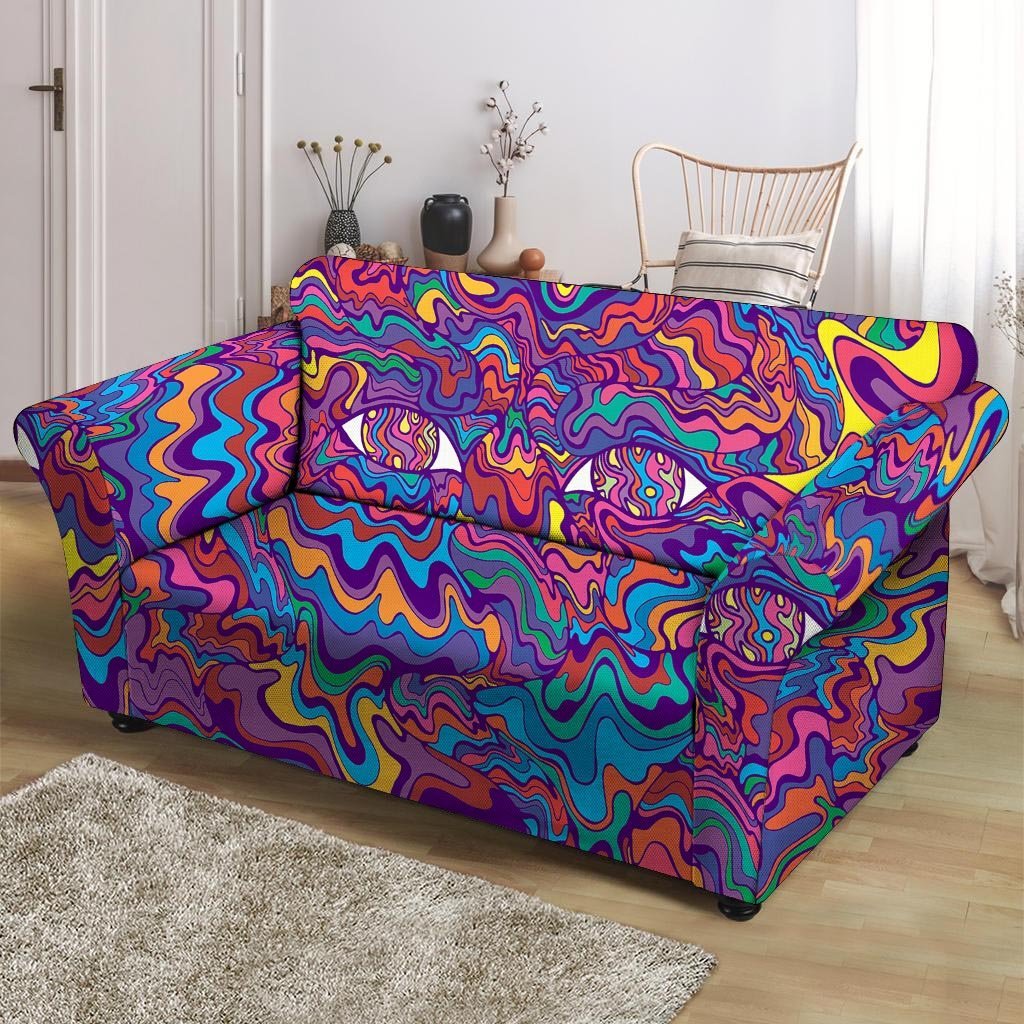 Psychedelic Face Loveseat Cover-grizzshop