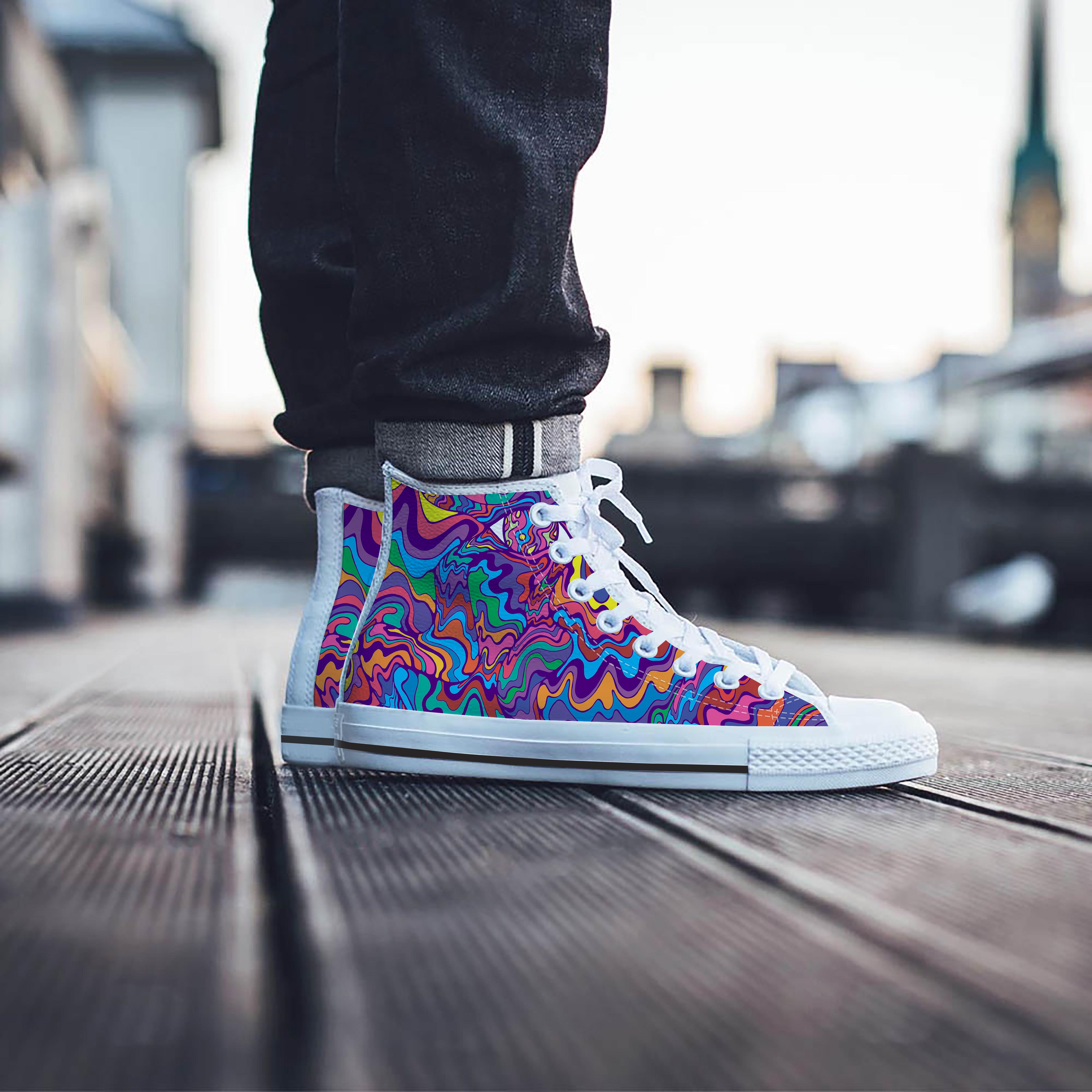 Psychedelic Face Men's High Top Shoes-grizzshop